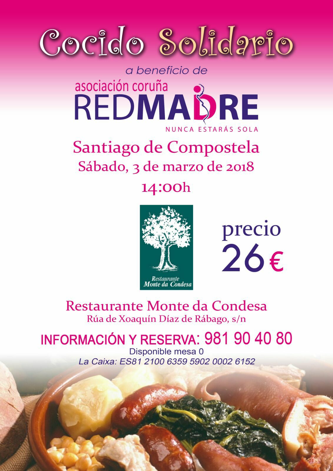 cocido solidario redmadre coruna 3 de marzo 2018