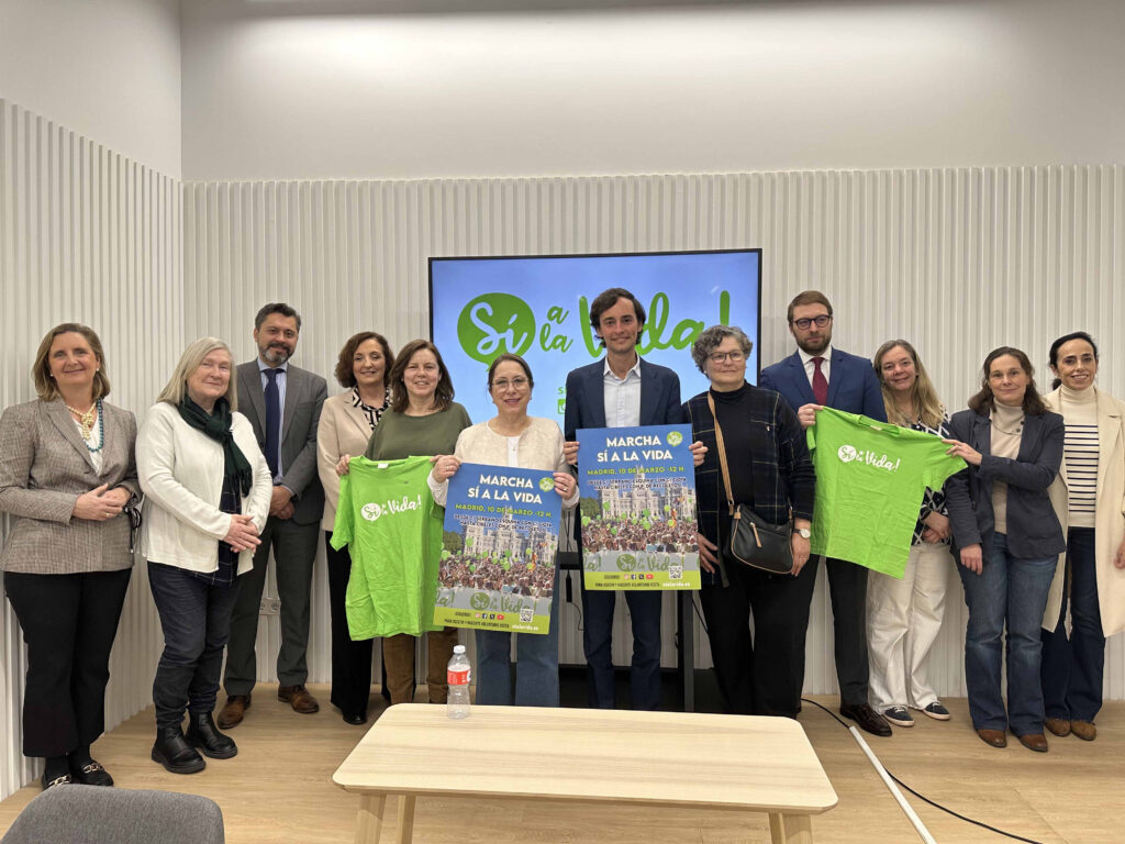 Representantes de las organizaciones de la Plataforma Sí a la Vida durante la rueda de prensa de presentación de la Marcha Sí a la Vida 2024.